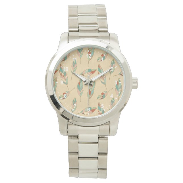 Southwest Geo Step | Coral Feather Pattern Watch (Front)