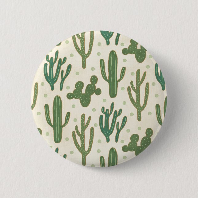 Southwest Geo Step | Desert Cactus Pattern 2 Inch Round Button (Front)