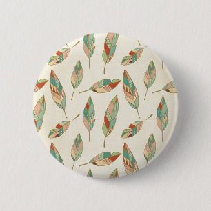 Southwest Geo Step   Geometric Feather Pattern 2 Inch Round Button