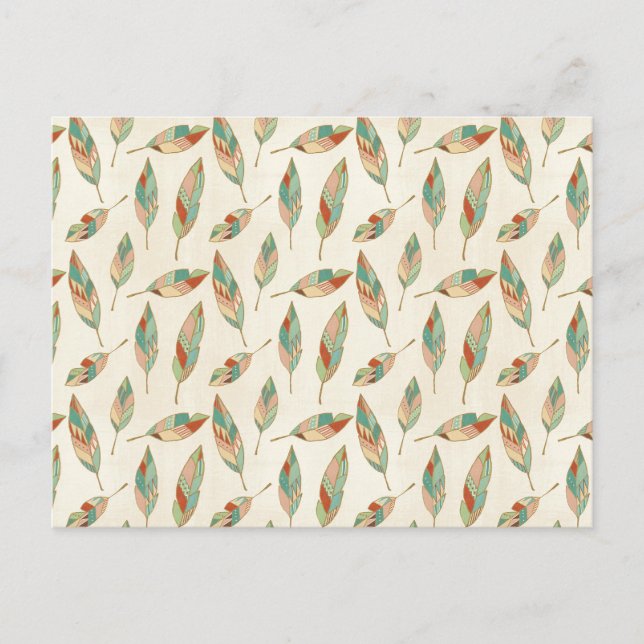 Southwest Geo Step | Geometric Feather Pattern Postcard (Front)