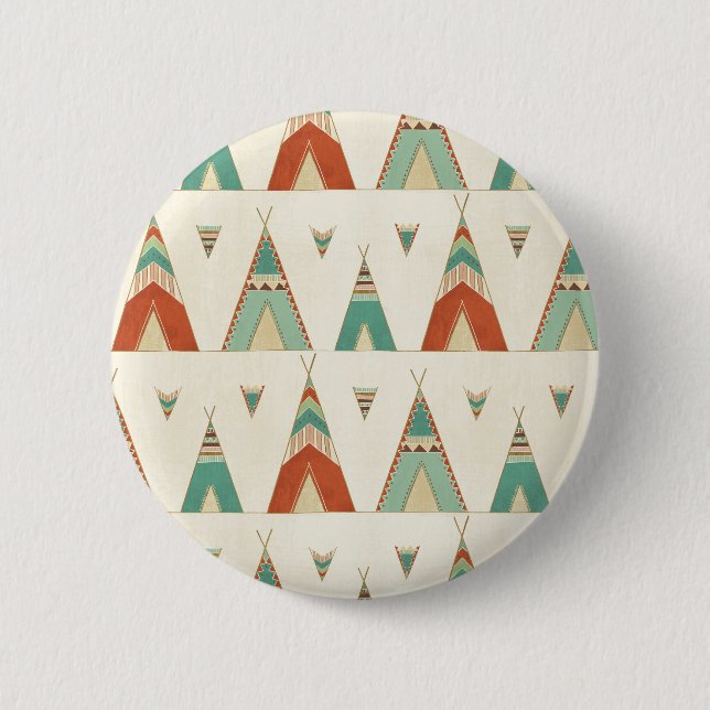 Southwest Geo Step | Geometric Teepee Pattern 2 Inch Round Button (Front)