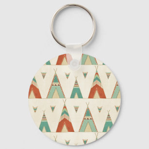 Southwest Geo Step   Geometric Teepee Pattern Keychain