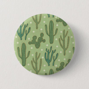 Southwest Geo Step   Green Cactus Pattern 2 Inch Round Button