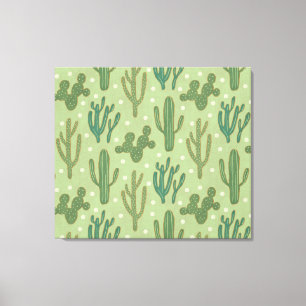 Southwest Geo Step   Green Cactus Pattern Canvas Print