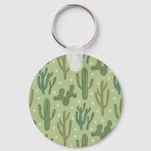 Southwest Geo Step   Green Cactus Pattern Keychain