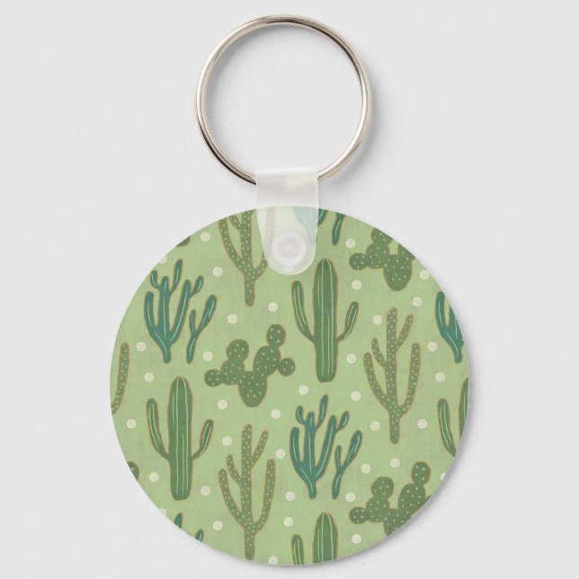 Southwest Geo Step | Green Cactus Pattern Keychain (Front)