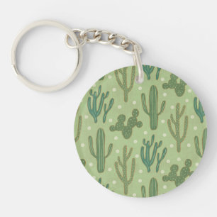 Southwest Geo Step   Green Cactus Pattern Keychain