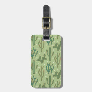 Southwest Geo Step   Green Cactus Pattern Luggage Tag