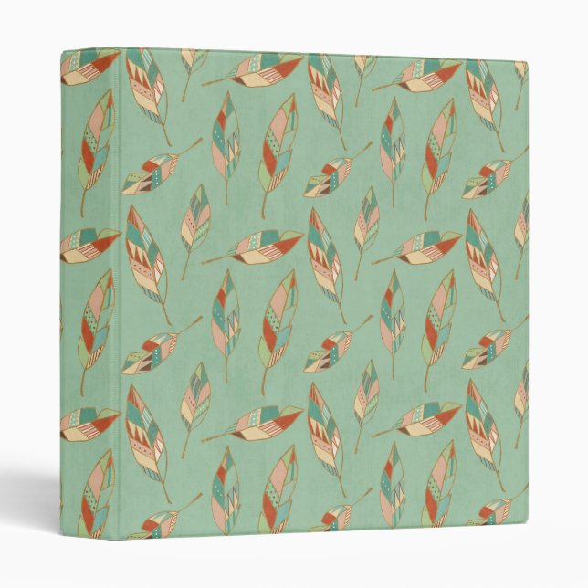 Southwest Geo Step | Green Feather Pattern Binder (Front/Spine)