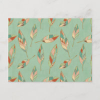 Southwest Geo Step | Green Feather Pattern