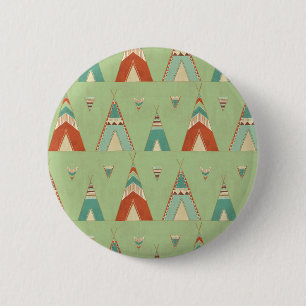 Southwest Geo Step   Green Teepee Pattern 2 Inch Round Button