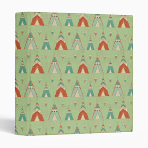 Southwest Geo Step   Green Teepee Pattern Binder