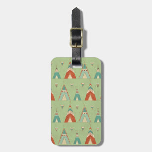 Southwest Geo Step   Green Teepee Pattern Luggage Tag