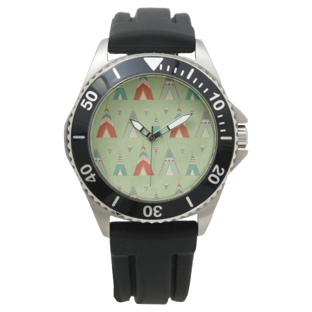 Southwest Geo Step | Green Teepee Pattern Watch (Front)