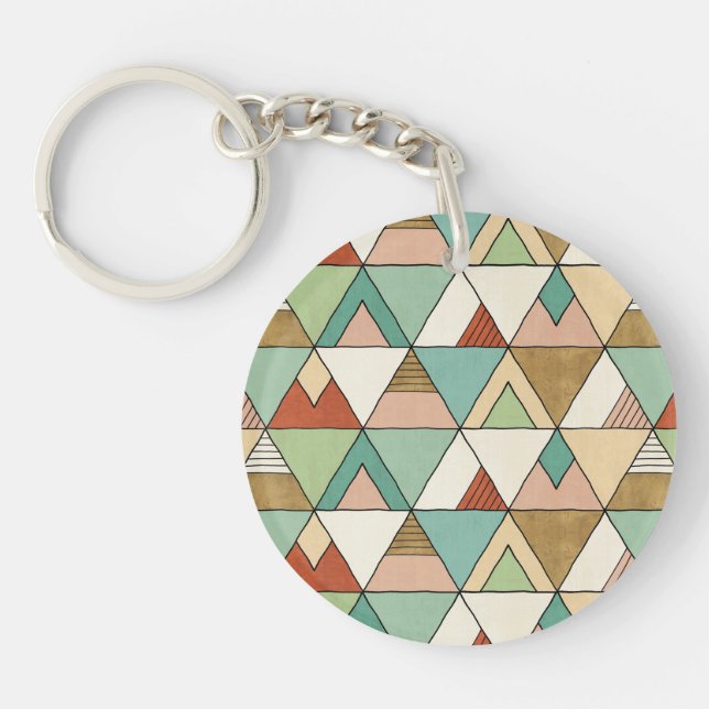 Southwest Geo Step | Hand Drawn Tribal Pattern Keychain (Front)