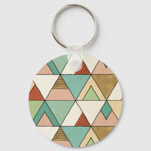 Southwest Geo Step   Hand Drawn Tribal Pattern Keychain