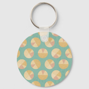 Southwest Geo Step   Orange & Green Circle Pattern Keychain