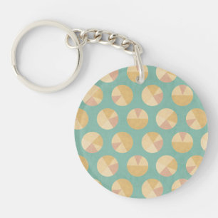 Southwest Geo Step   Orange & Green Circle Pattern Keychain