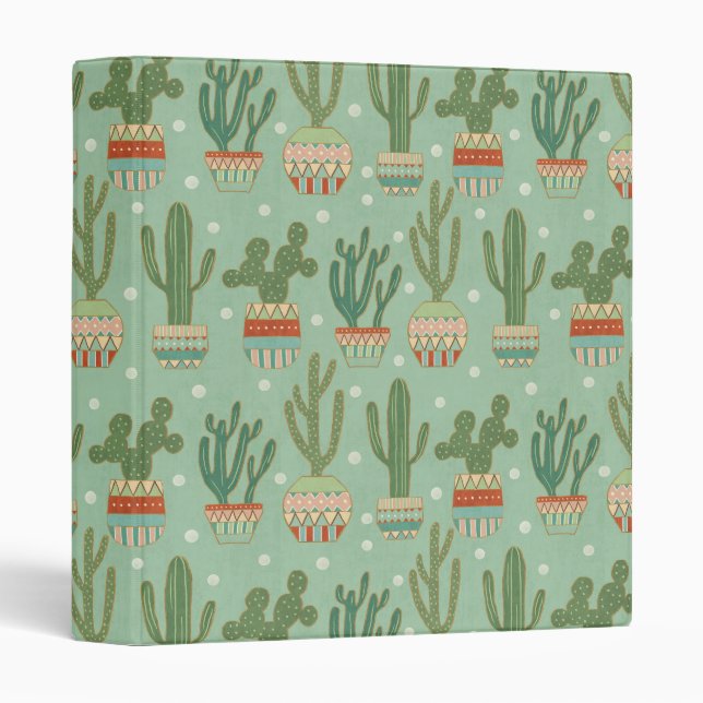Southwest Geo Step | Potted Cactus Pattern Binder (Front/Spine)