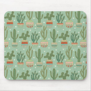Southwest Geo Step   Potted Cactus Pattern Mouse Pad