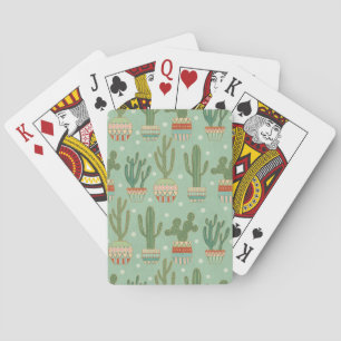 Southwest Geo Step Potted Cactus Pattern Playing Cards
