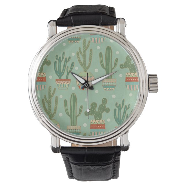 Southwest Geo Step | Potted Cactus Pattern Watch (Front)