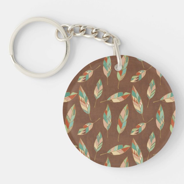 Southwest Geo Step | Southwest Feather Pattern Keychain (Front)