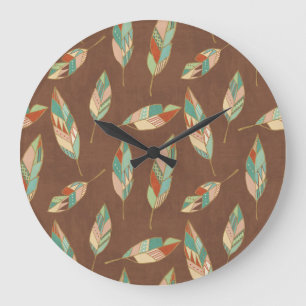 Southwest Geo Step Southwest Feather Pattern Large Clock