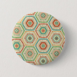 Southwest Geo Step   Southwest Hexagon Pattern 2 Inch Round Button
