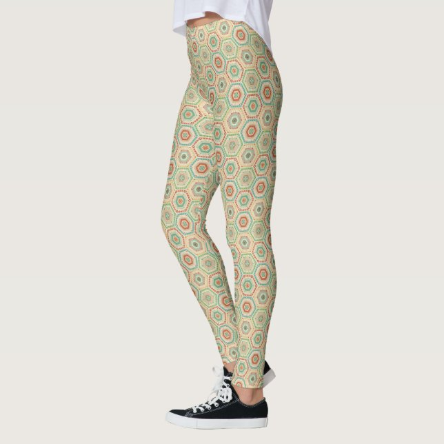 Southwest Geo Step | Southwest Hexagon Pattern Leggings (Left)