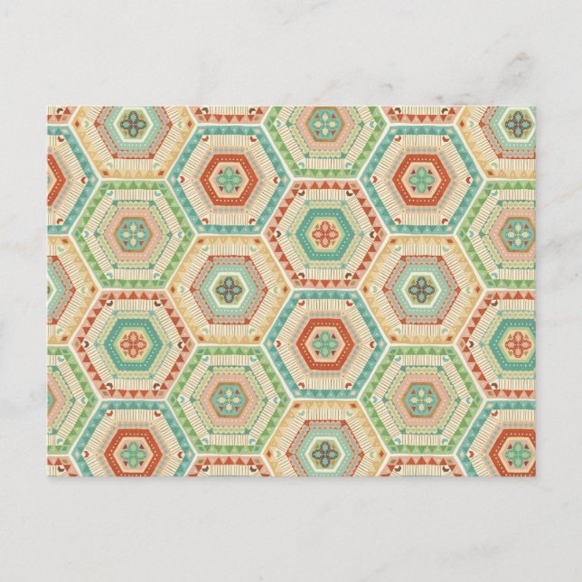 Southwest Geo Step | Southwest Hexagon Pattern Postcard (Front)