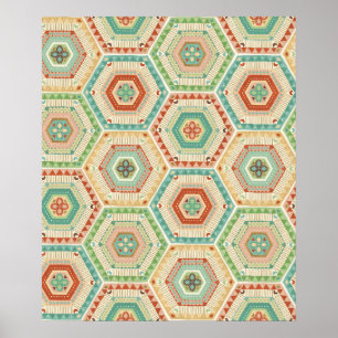 Southwest Geo Step   Southwest Hexagon Pattern Poster