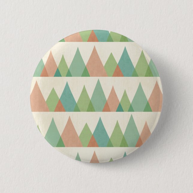 Southwest Geo Step | Teal & Coral Triangles 2 Inch Round Button (Front)