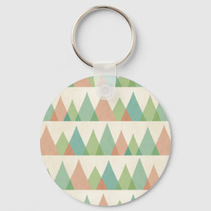 Southwest Geo Step   Teal & Coral Triangles Keychain
