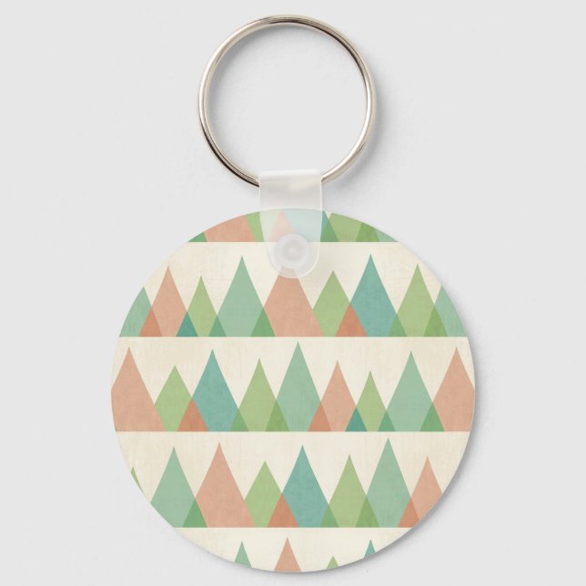 Southwest Geo Step | Teal & Coral Triangles Keychain (Front)