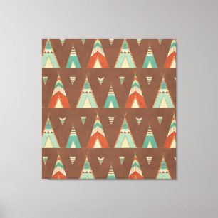 Southwest Geo Step   Teal Teepee Pattern Canvas Print