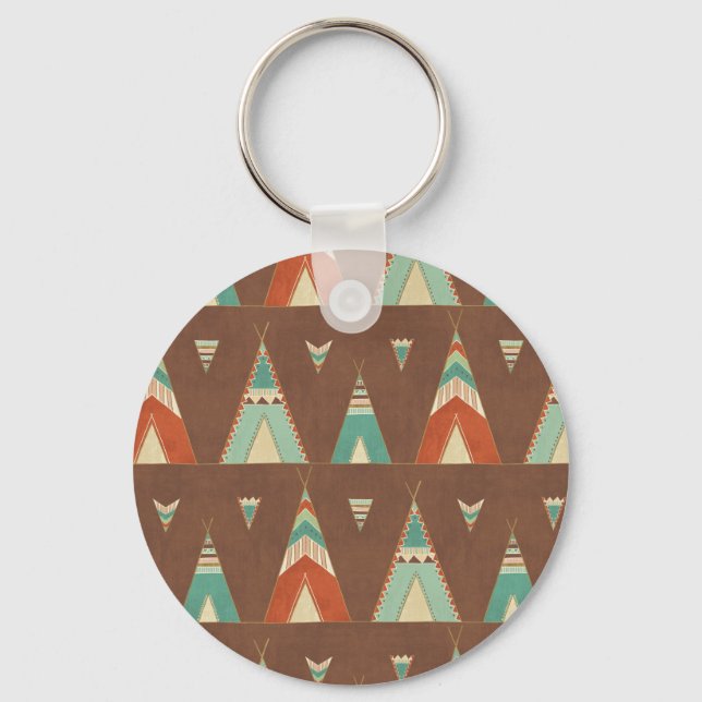 Southwest Geo Step | Teal Teepee Pattern Keychain (Front)