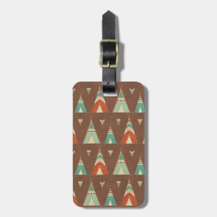Southwest Geo Step   Teal Teepee Pattern Luggage Tag