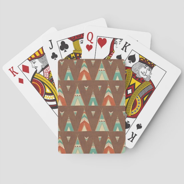 Southwest Geo Step | Teal Teepee Pattern Playing Cards (Back)