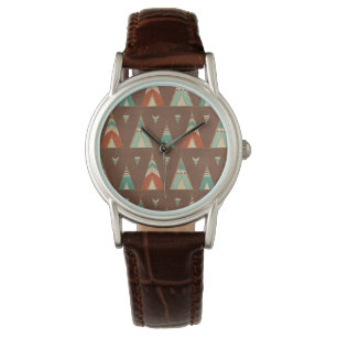 Southwest Geo Step Teal Teepee Pattern Watch