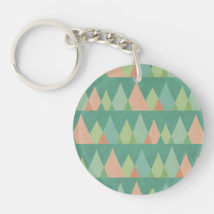 Southwest Geo Step   Teal Triangle Pattern Keychain