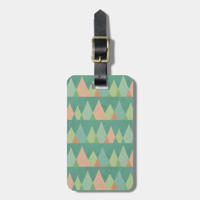 Southwest Geo Step | Teal Triangle Pattern Luggage Tag (Front Vertical)