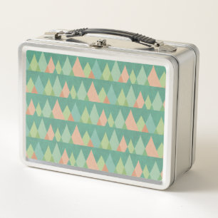 Southwest Geo Step Teal Triangle Pattern Metal Lunch Box