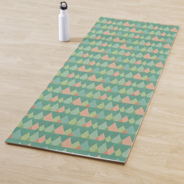 Southwest Geo Step | Teal Triangle Pattern Yoga Mat (In Situ)