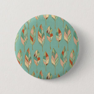 Southwest Geo Step Watercolor Feather Pattern 2 Inch Round Button
