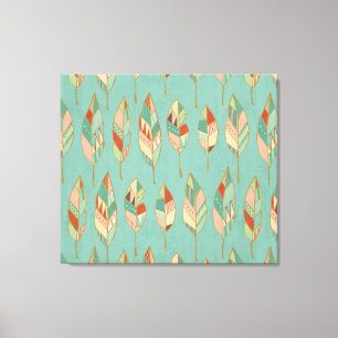 Southwest Geo Step Watercolor Feather Pattern Canvas Print