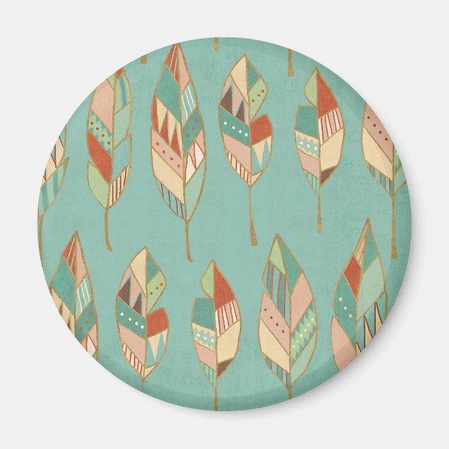 Southwest Geo Step | Watercolor Feather Pattern Magnet (Front)