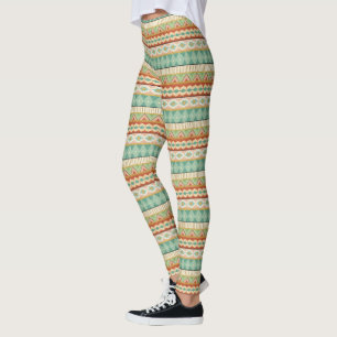 Southwest Geo Step   Watercolor Tribal Pattern Leggings