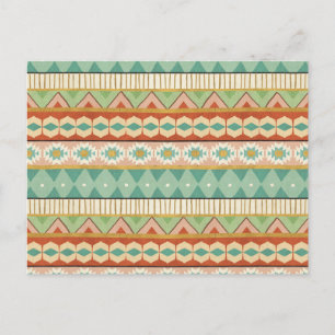 Southwest Geo Step Watercolor Tribal Pattern Postcard