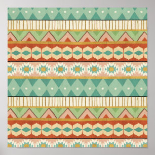 Southwest Geo Step   Watercolor Tribal Pattern Poster